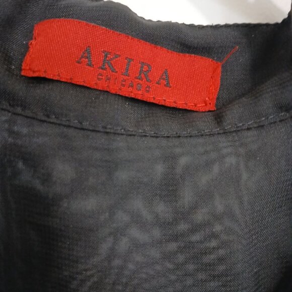 Akira Chicago Top Blouse Women’s Medium Black Sheer Long Sleeve Pullover - Picture 10 of 11